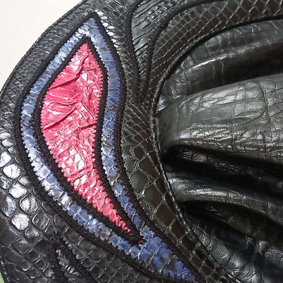 Sylvia Cee Clutch - Faux Leathered Patchwork. - Picture 3 of 10